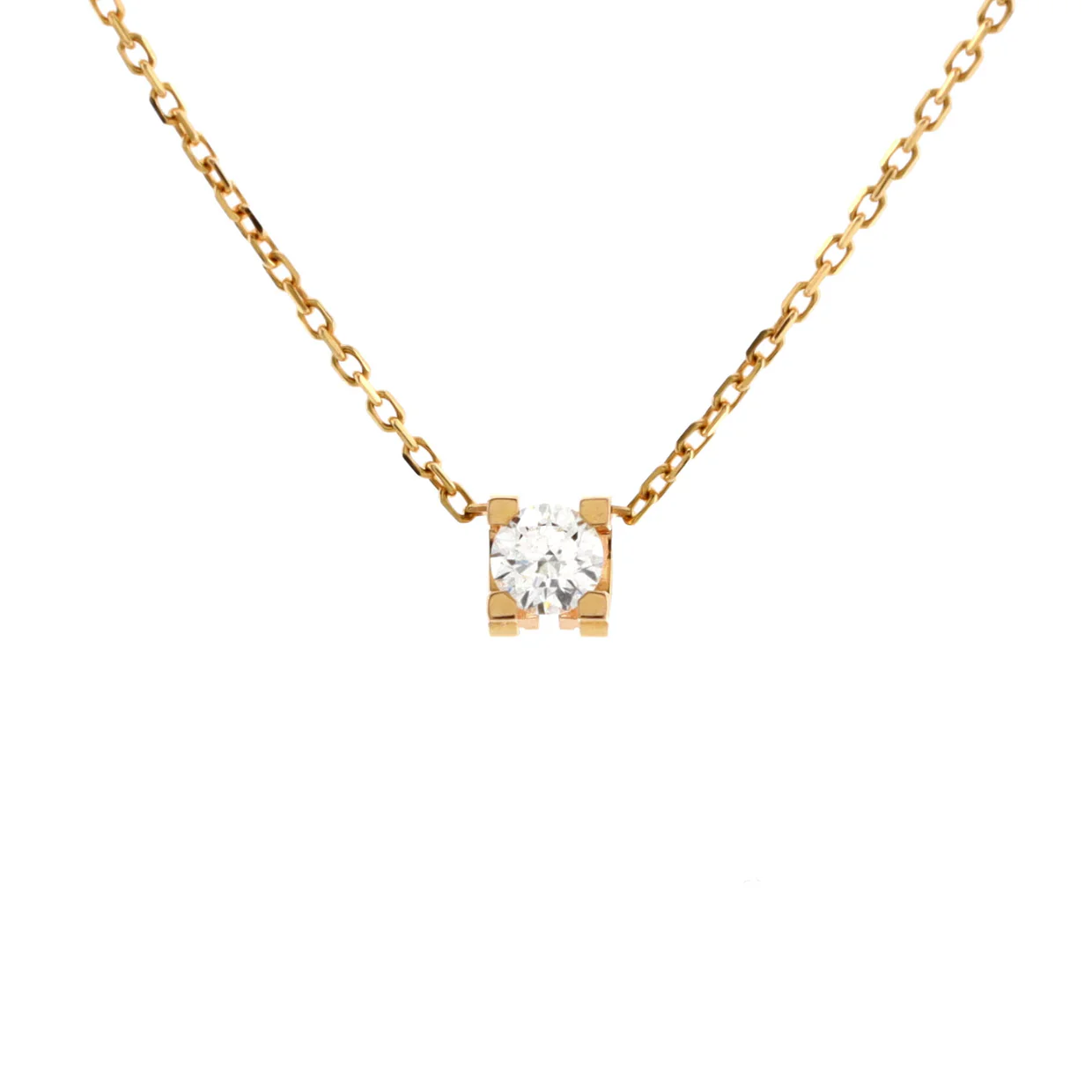 C de Cartier Necklace 18K Rose Gold and Diamond 0.10-0.19CT - Deep Luxury