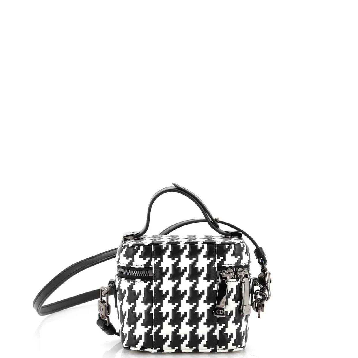 Lady Dior Vanity Case Houndstooth Braided Leather Micro - Deep Luxury