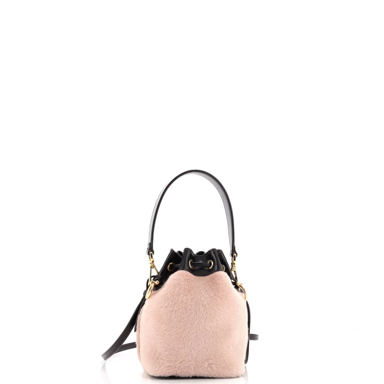 Logo Mon Tresor Bucket Bag Printed Fur with Leather Mini - Deep Luxury