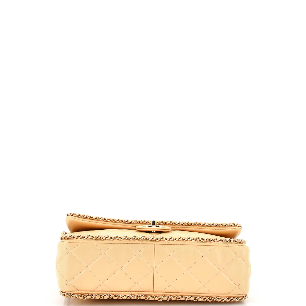 Running Chain Around Flap Bag Quilted Crumpled Calfskin Large - Deep Luxury