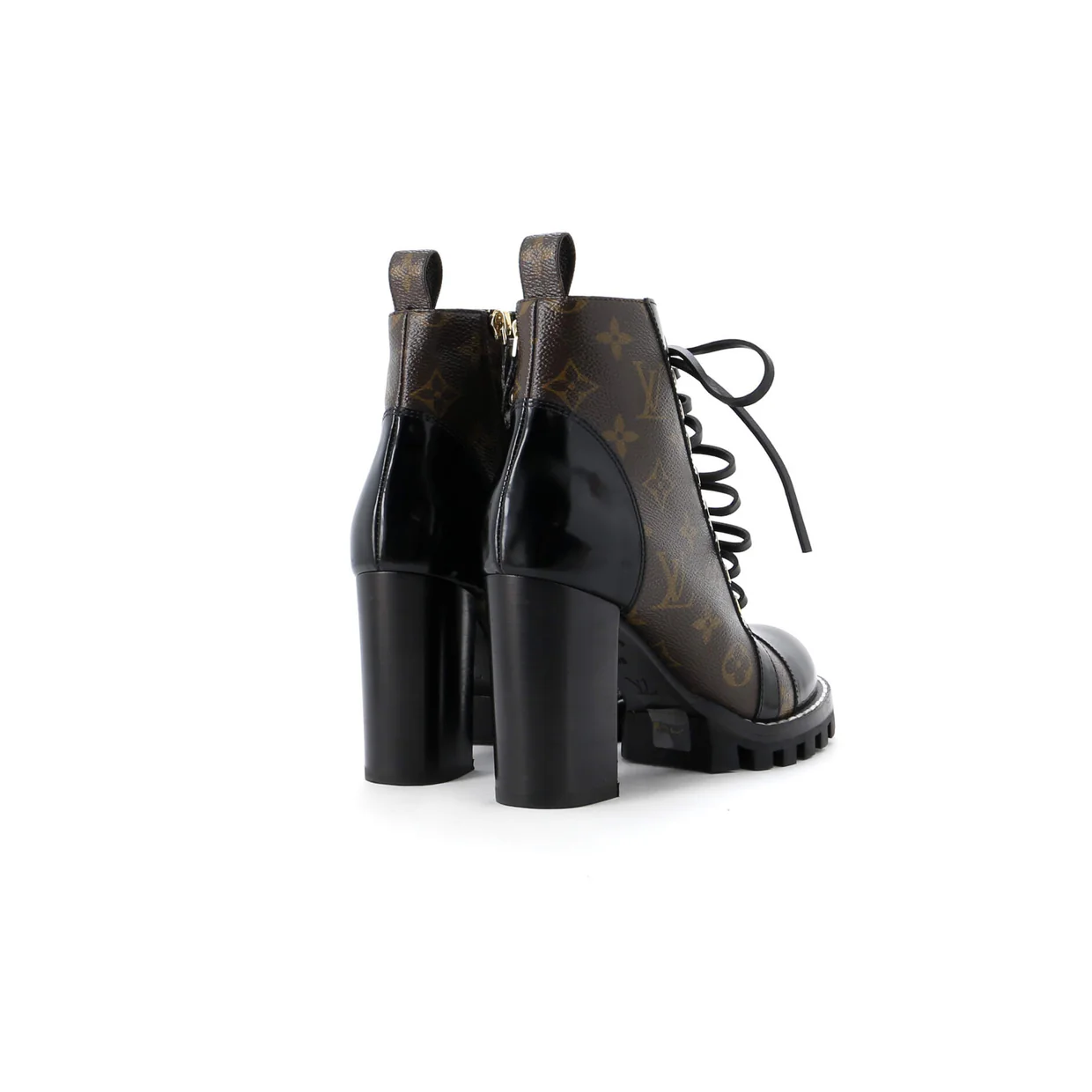 Women's Star Trail Ankle Boots Monogram Canvas with Patent - Deep Luxury