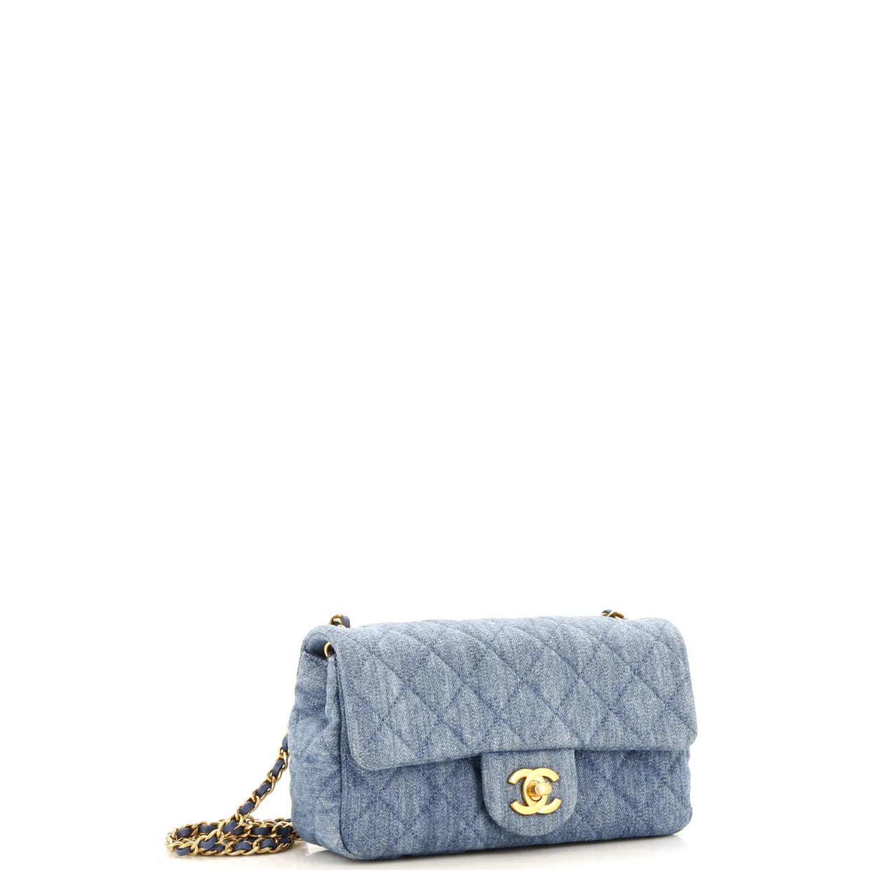 Pearl Crush Flap Bag Quilted Denim Mini - Deep Luxury