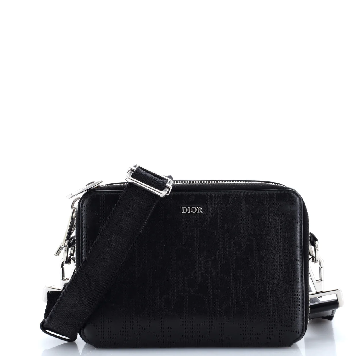 Double Zip Crossbody Pouch Oblique Galaxy Leather - Deep Luxury