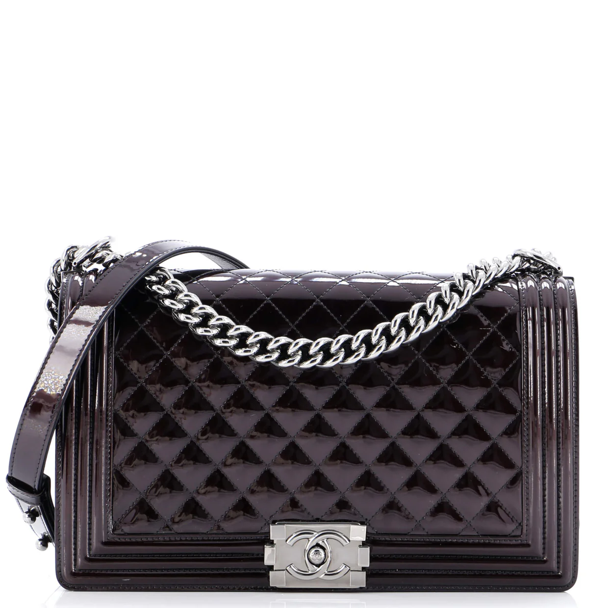 Boy Flap Bag Quilted Patent New Medium - Deep Luxury