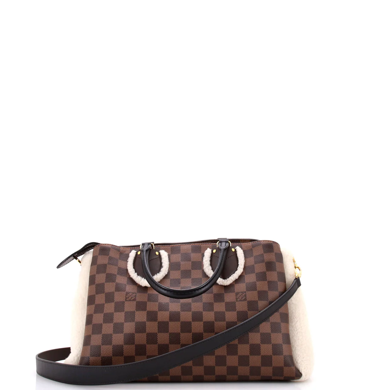 Normandy Handbag Damier with Shearling - Deep Luxury