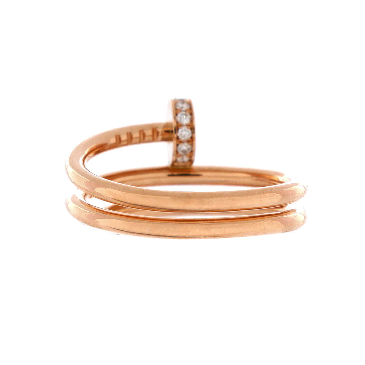 Juste un Clou Double Ring 18K Rose Gold and Diamonds Small - Deep Luxury