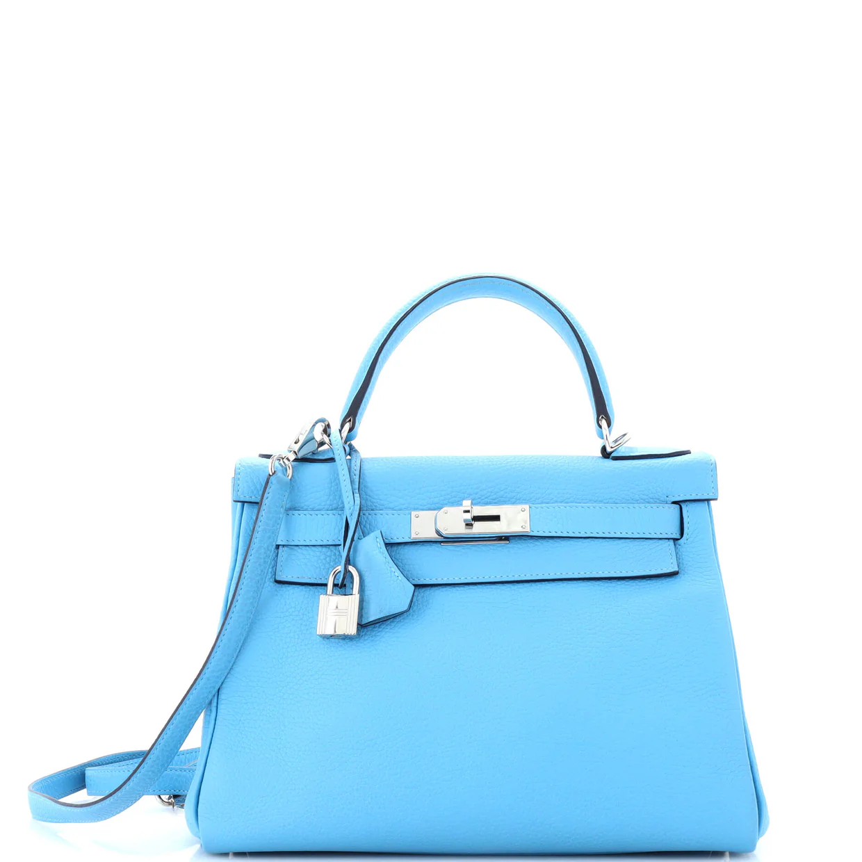 Kelly Handbag Bleu Du Nord Clemence with Palladium Hardware 28 - Deep Luxury