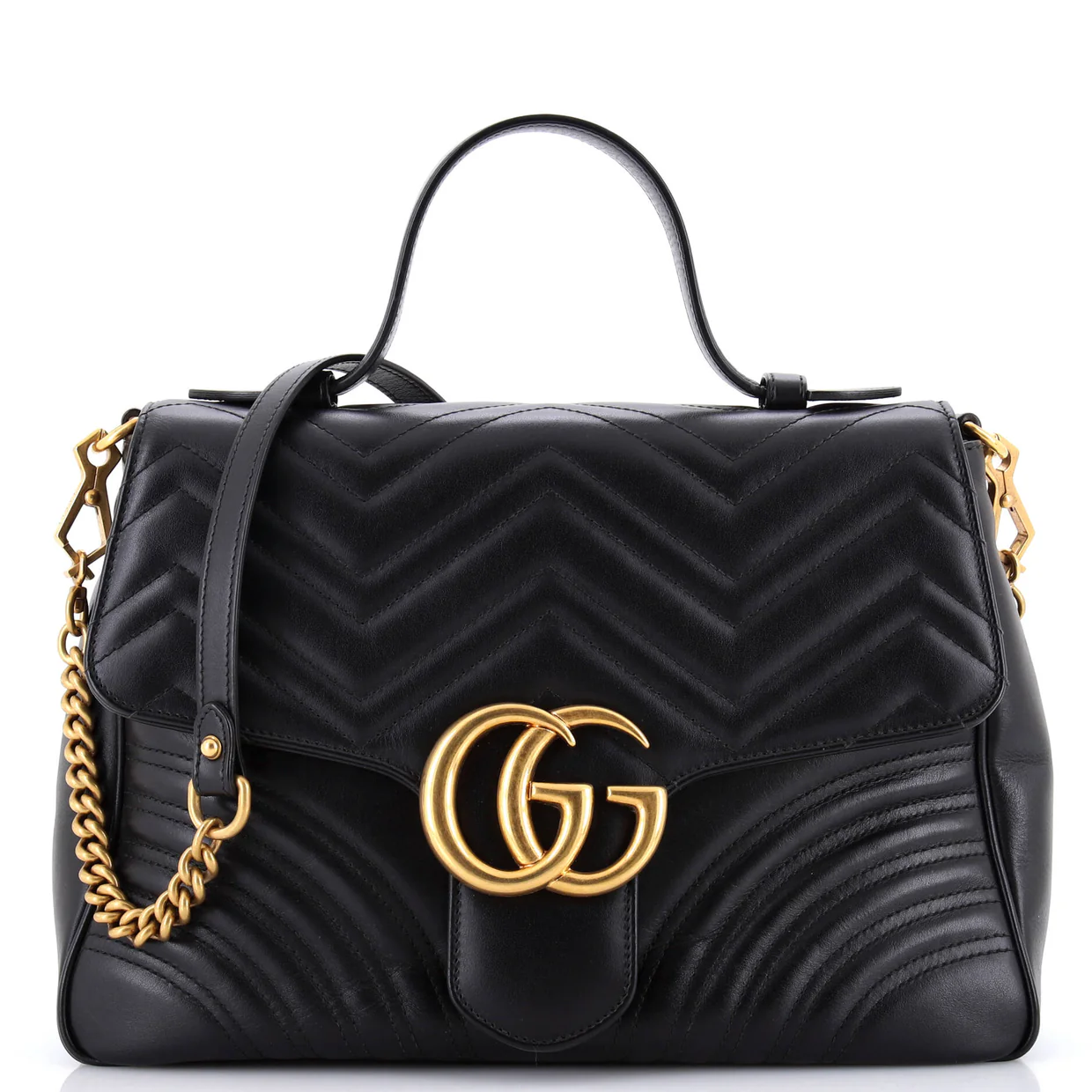 GG Marmont Top Handle Flap Bag Matelasse Leather Medium - Deep Luxury