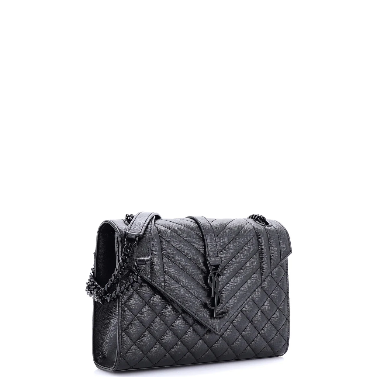 Classic Monogram Envelope Satchel Mixed Matelasse Leather Medium - Deep Luxury