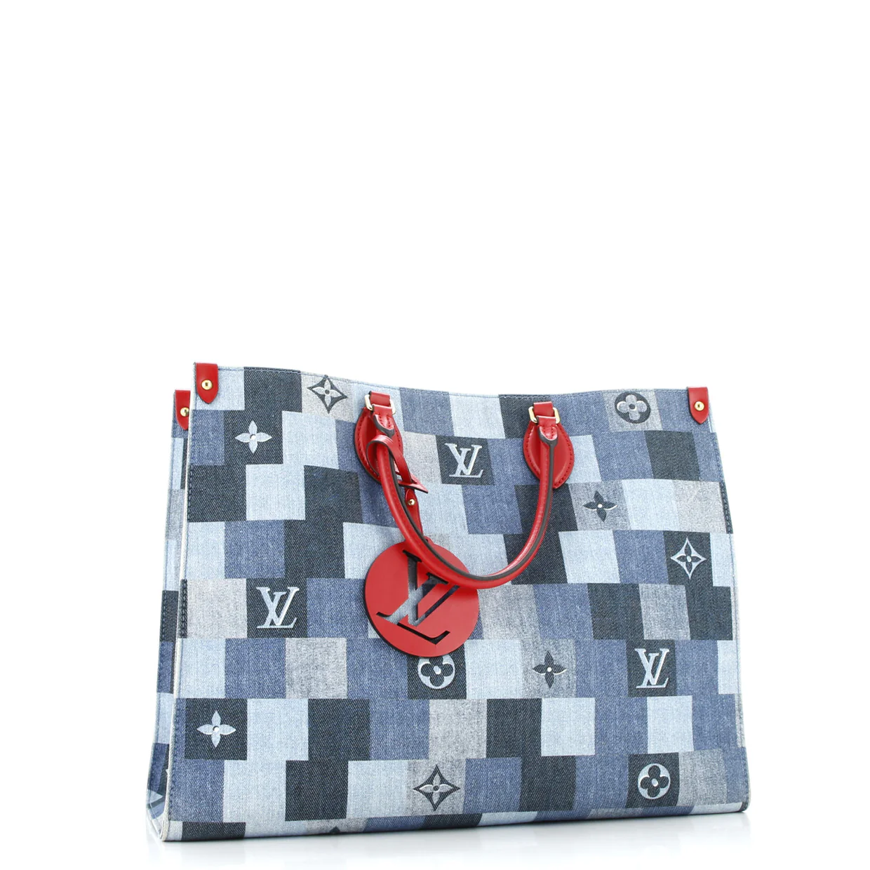 OnTheGo Tote Damier and Monogram Patchwork Denim GM - Deep Luxury
