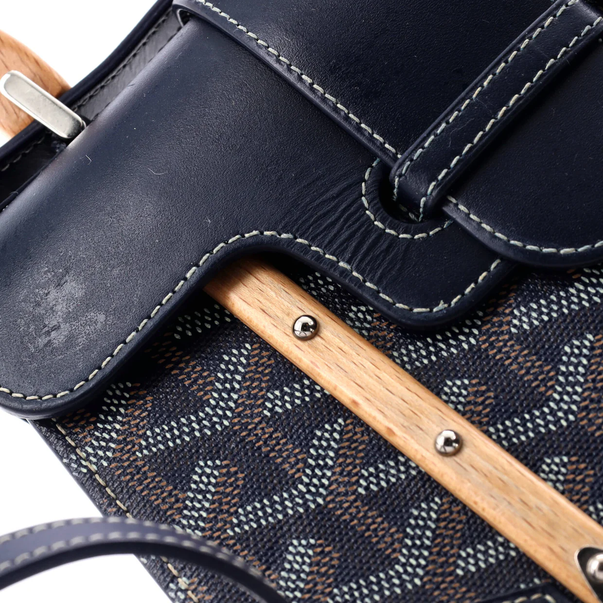 Structured Saigon Top Handle Bag Coated Canvas with Leather Mini - Deep Luxury