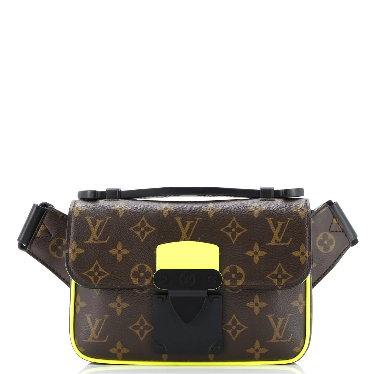 S Lock Sling Bag Macassar Monogram Canvas - Deep Luxury