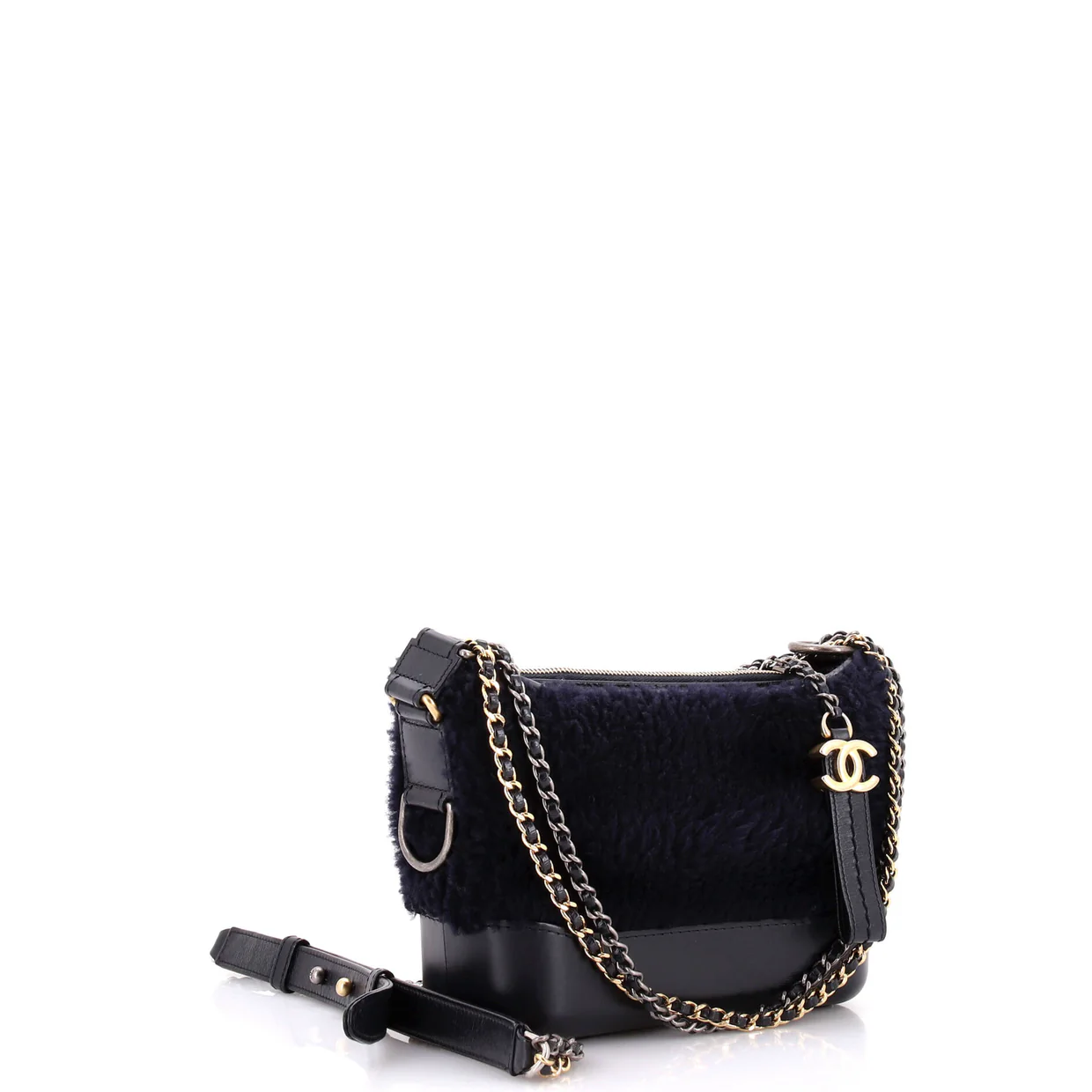 Gabrielle Hobo Shearling and Leather Small - Deep Luxury
