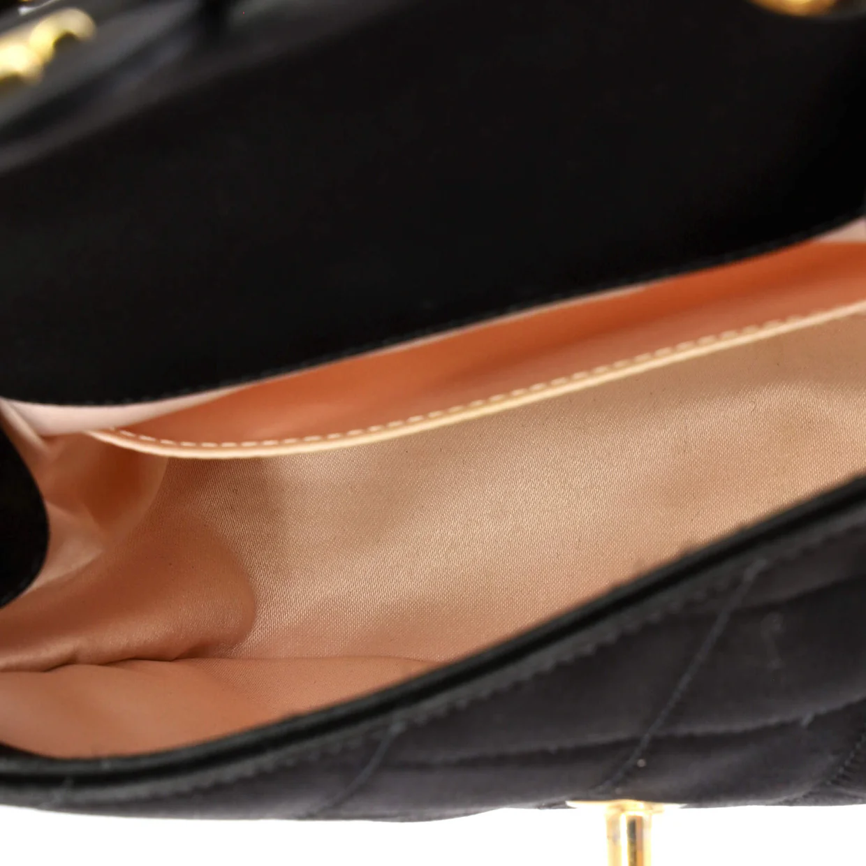 Oval Logo Chain Handle Flap Bag Quilted Satin with Crystals Mini - Deep Luxury