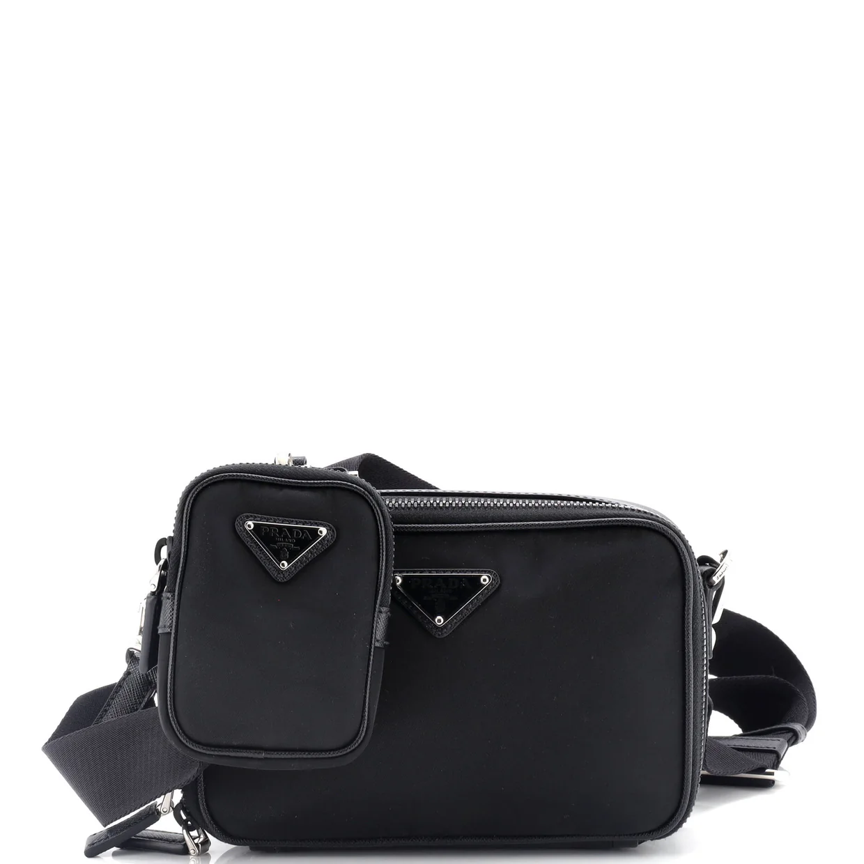 Brique Camera Crossbody Bag Re-Nylon with Saffiano Leather Small - Deep Luxury