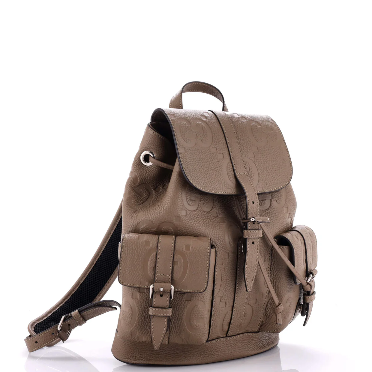 Double Pocket Belt Backpack Jumbo GG Embossed Leather Small - Deep Luxury