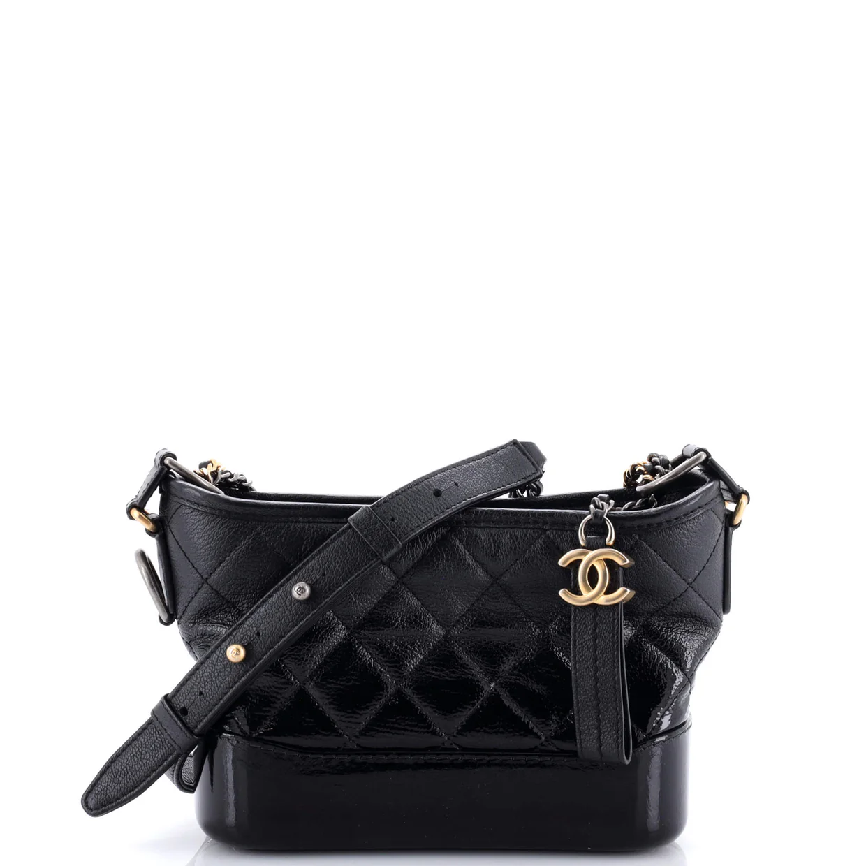 Gabrielle Hobo Quilted Goatskin and Patent Small - Deep Luxury