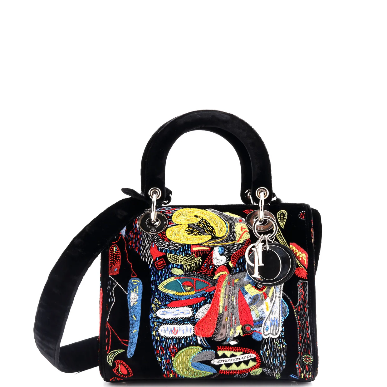 Lady Dior Art Bag Limited Edition Spencer Sweeney Embroidered Velvet Medium - Deep Luxury