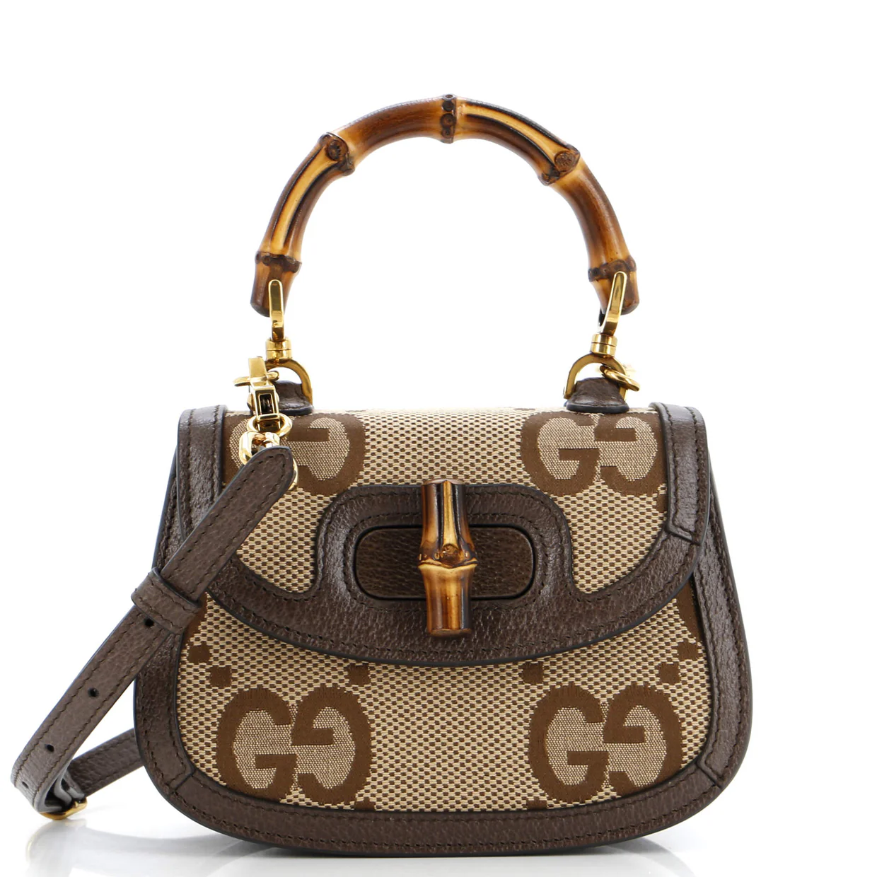 Bamboo 1947 Top Handle Bag Jumbo GG Canvas Mini - Deep Luxury