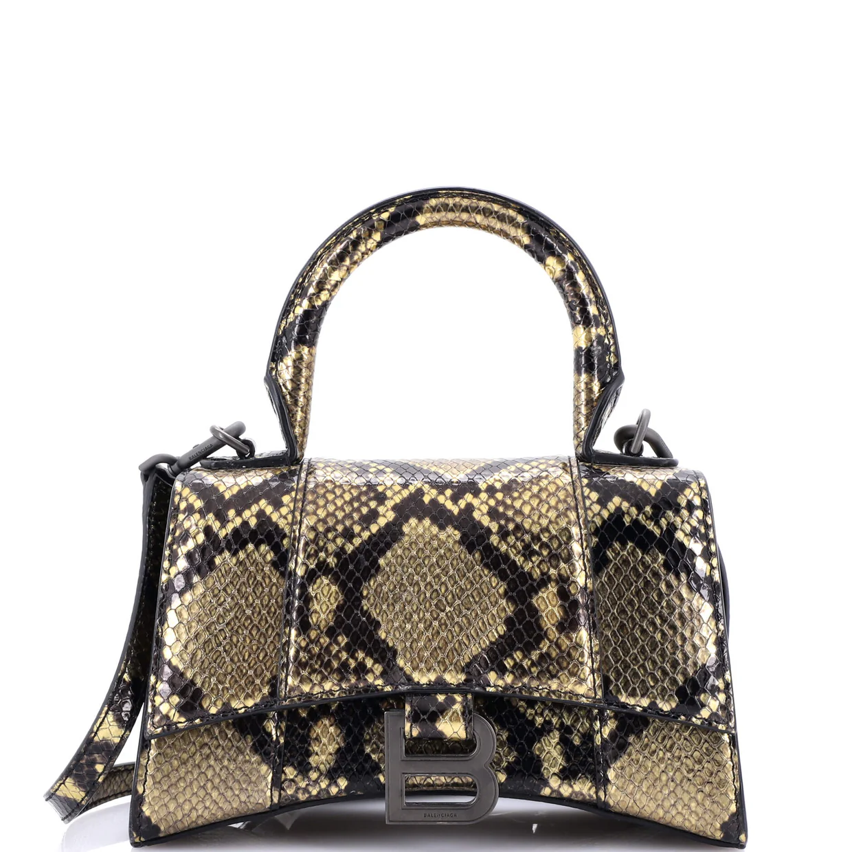 Hourglass Top Handle Bag Python Embossed Leather XS - Deep Luxury