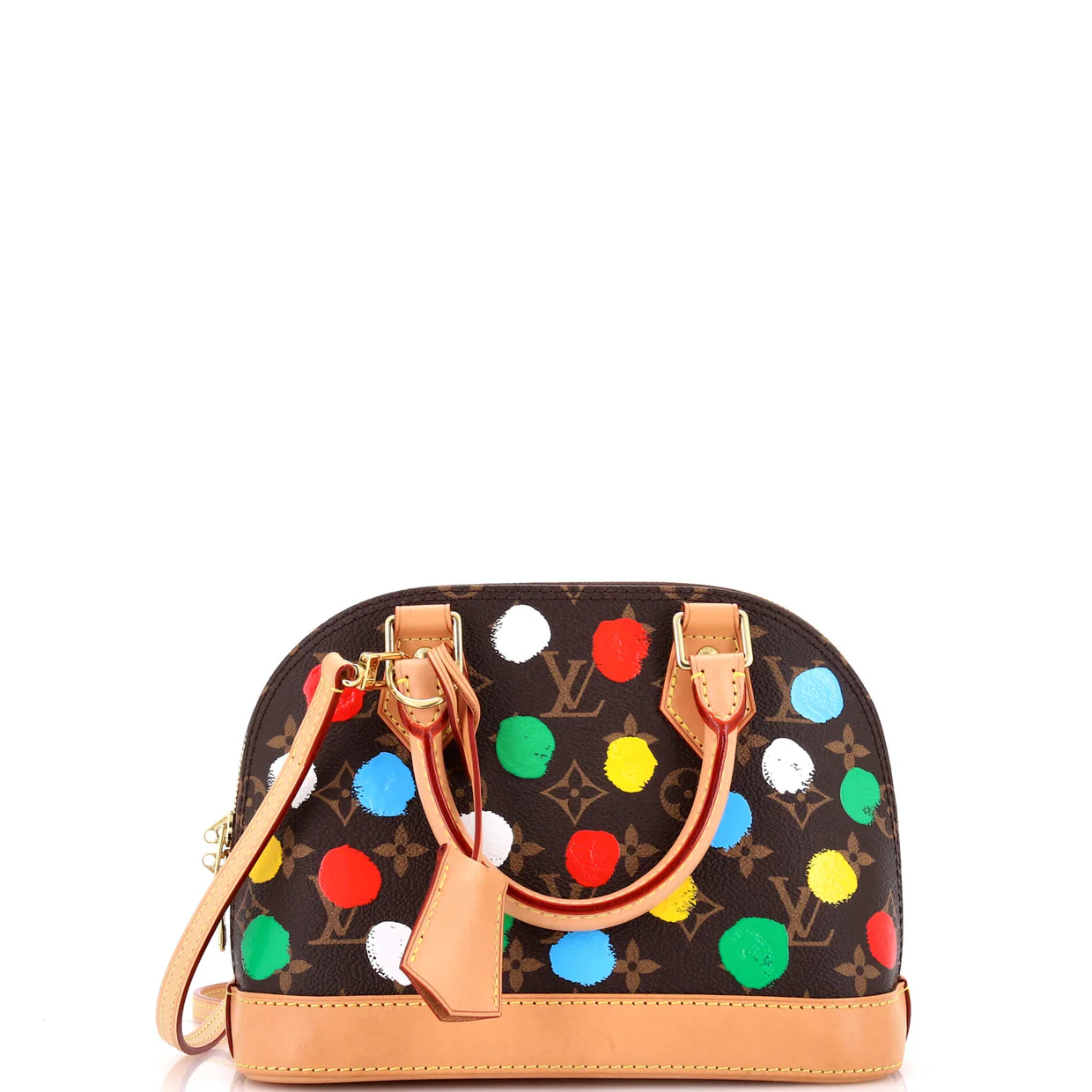 Alma Handbag Yayoi Kusama Painted Dots Monogram Canvas BB - Deep Luxury