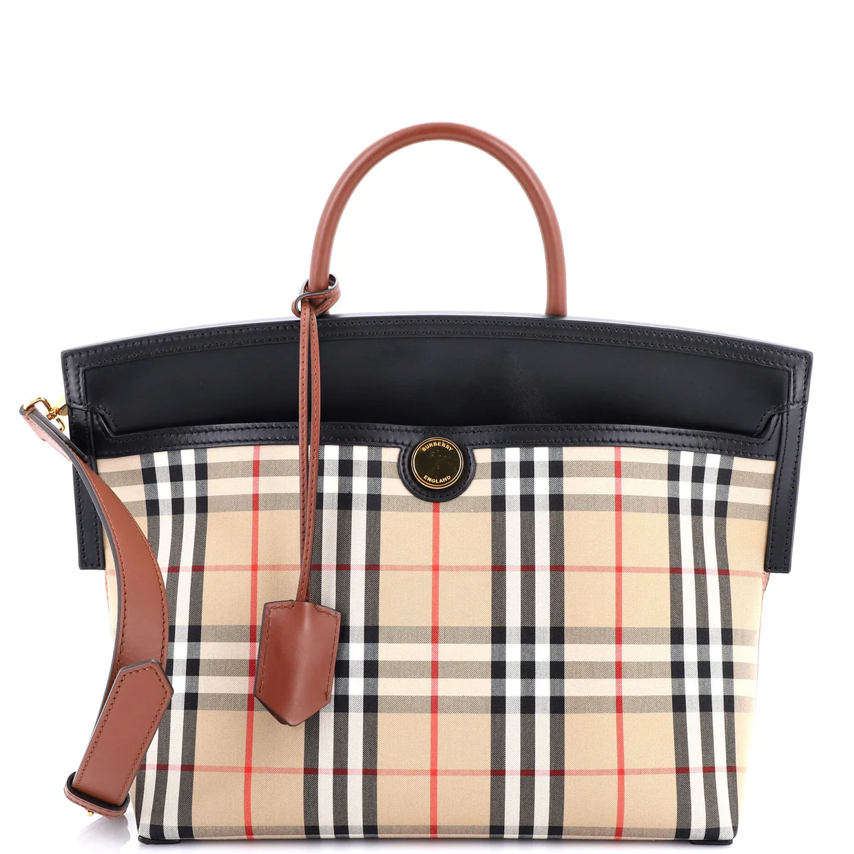 Society Top Handle Bag Vintage Check Canvas Small - Deep Luxury