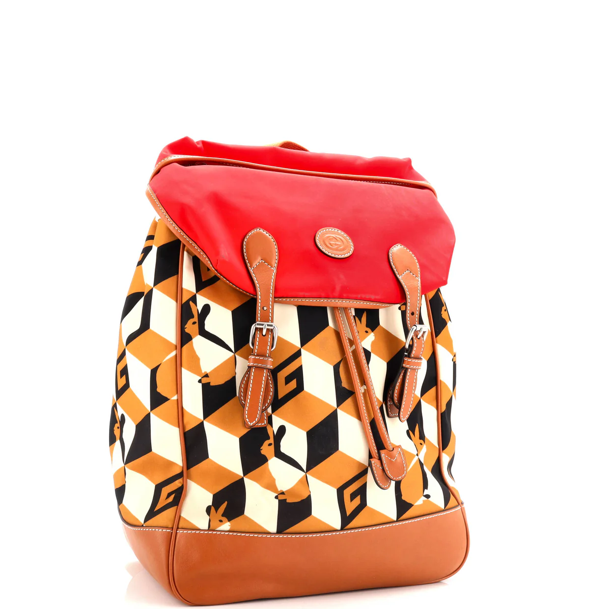 Interlocking G Patch Flap Buckle Backpack Printed Nylon and GG Coated Canvas - Deep Luxury
