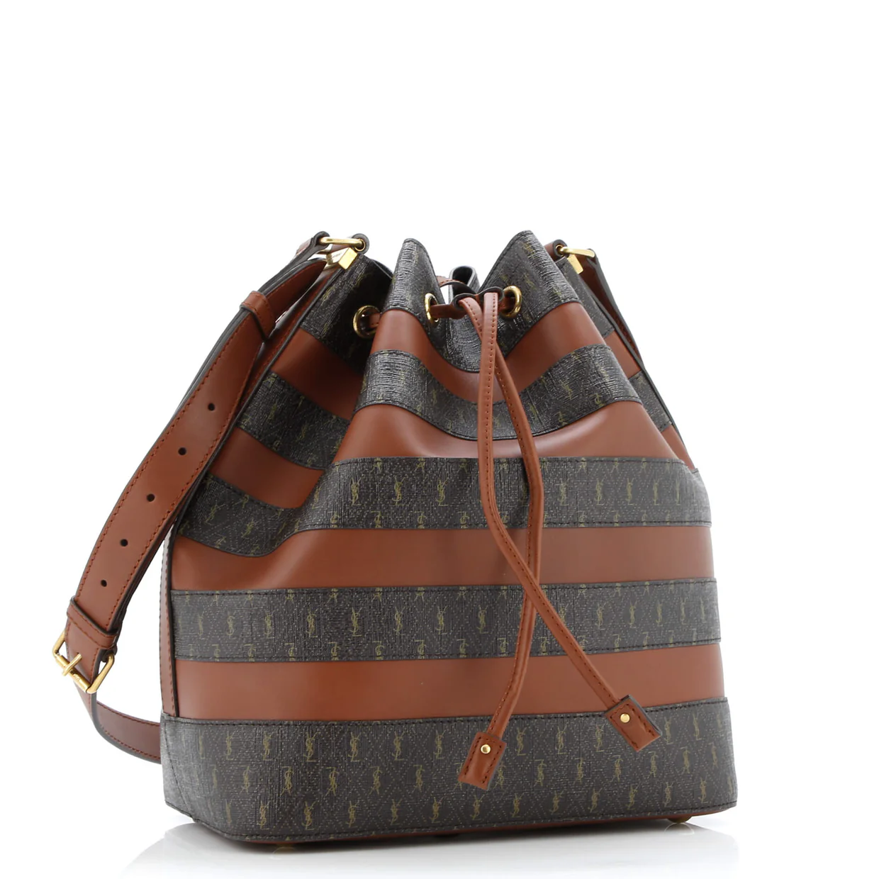 Le Monogramme Striped Bucket Bag Monogram All Over Coated Canvas and Leather - Deep Luxury