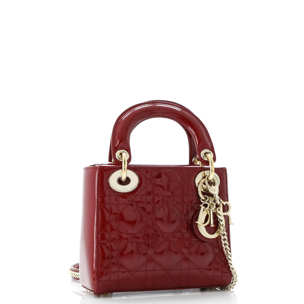 Lady Dior Chain Bag Cannage Quilt Patent Mini - Deep Luxury
