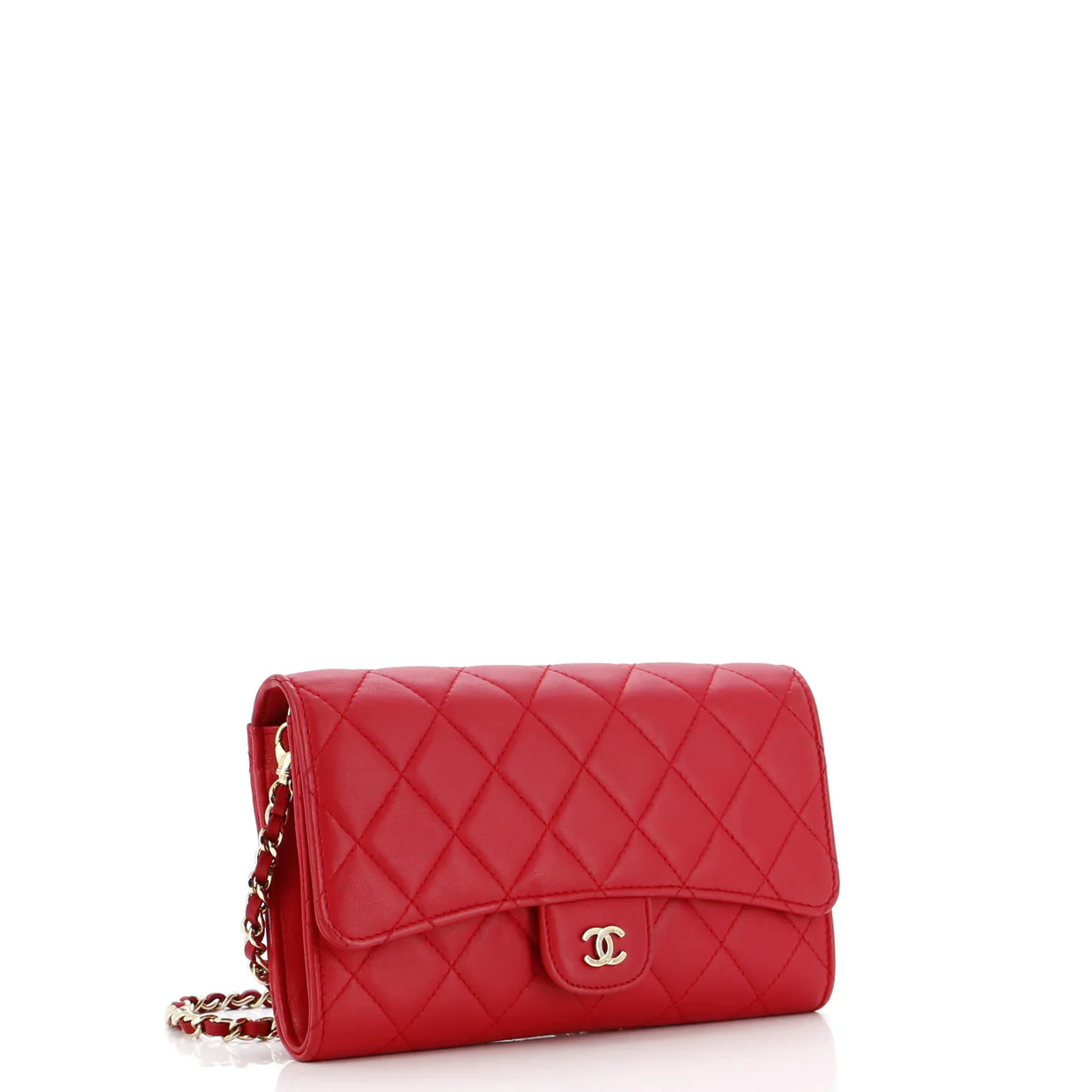 Wallet on Short Chain Quilted Lambskin - Deep Luxury