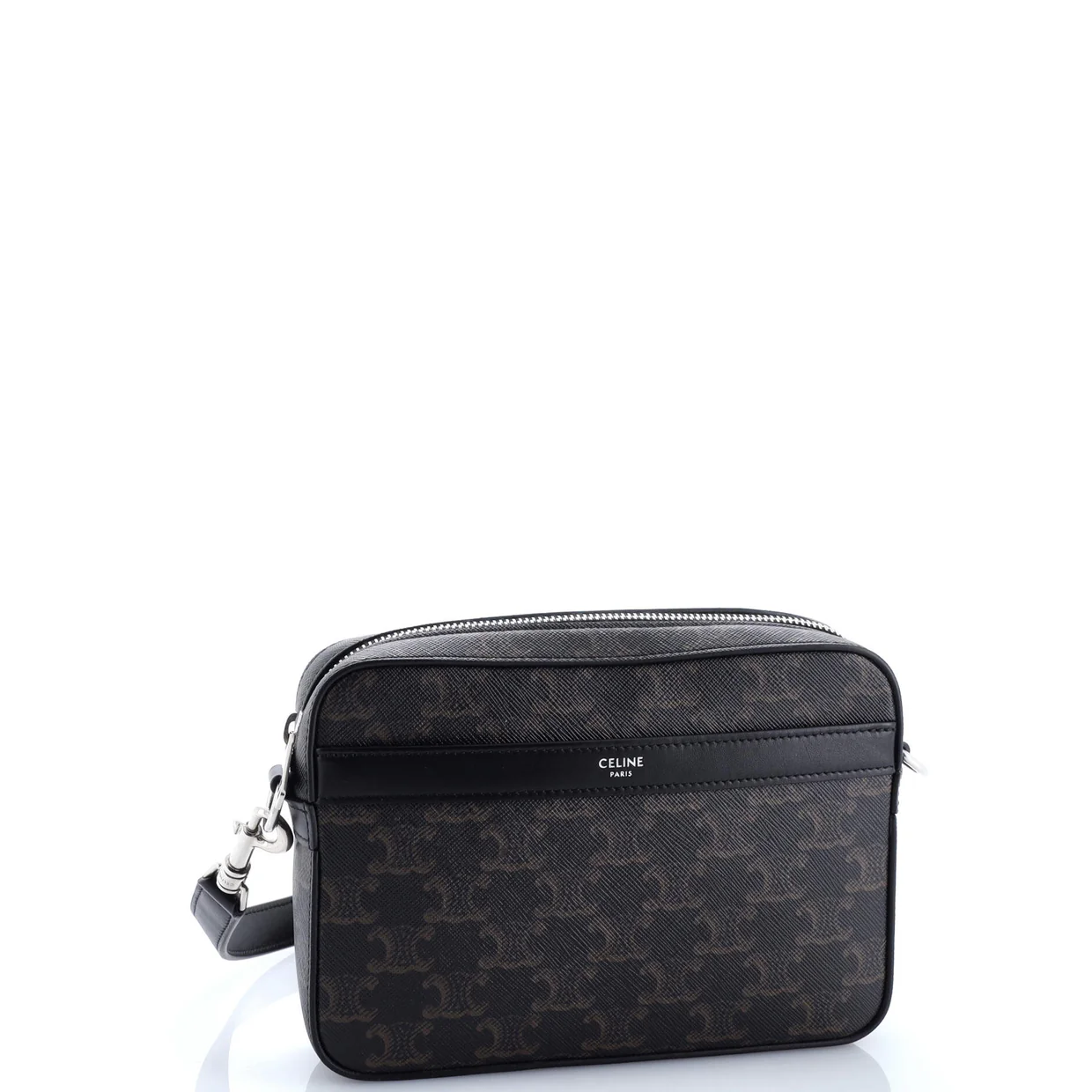 Zip Messenger Bag Triomphe Coated Canvas Small - Deep Luxury