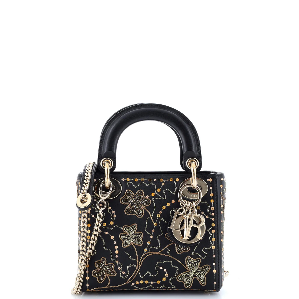 Lady Dior Chain Bag Embroidered Calfskin Mini - Deep Luxury