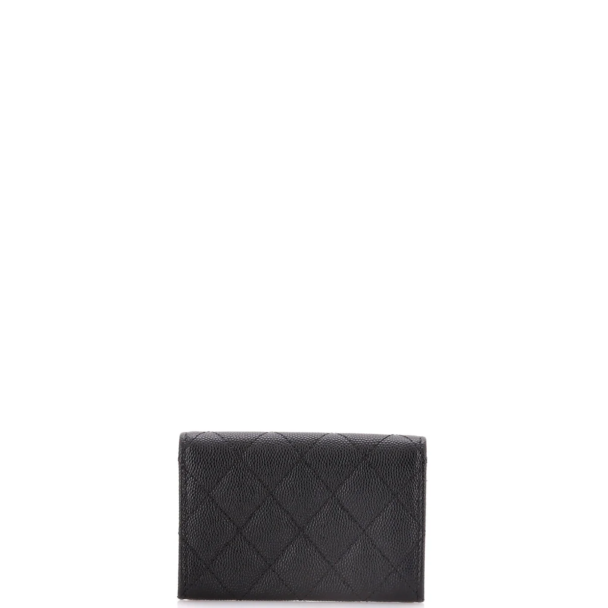Crystal CC Flap Card Holder Quilted Caviar - Deep Luxury