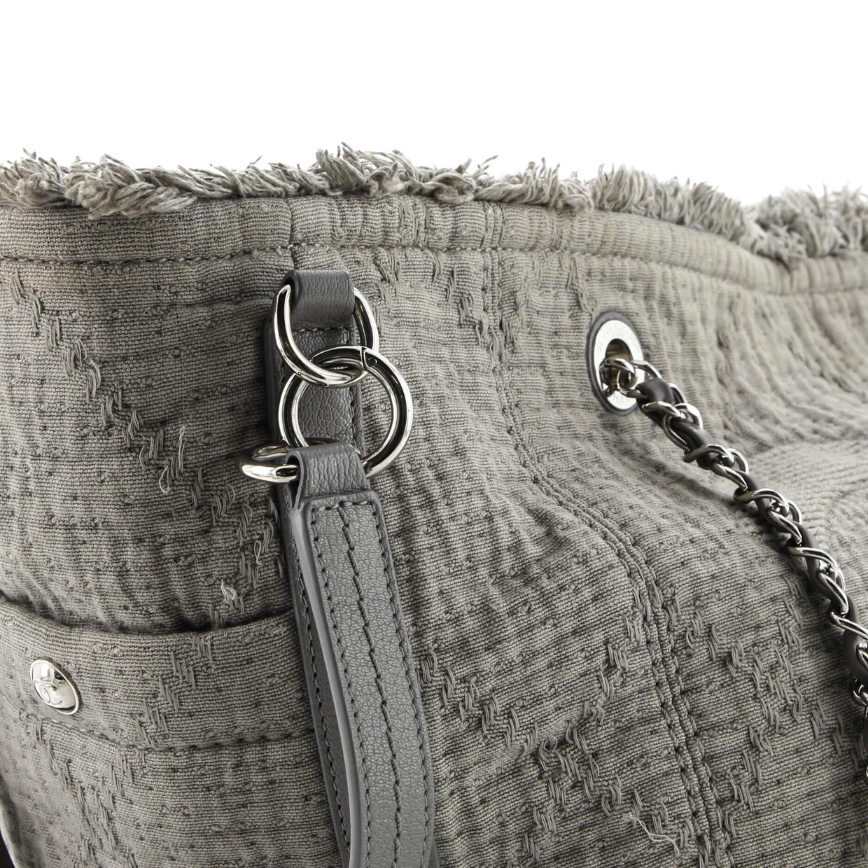 Double Face Deauville Tote Fringe Quilted Canvas Small - Deep Luxury