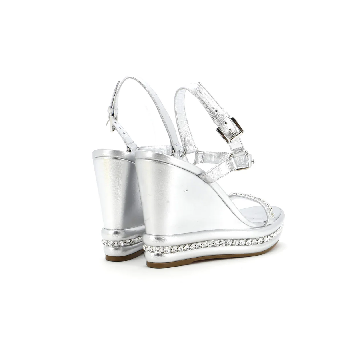 Women's Pyrastrass Wedge Sandals Leather with Crystal Embellished Details 110 - Deep Luxury
