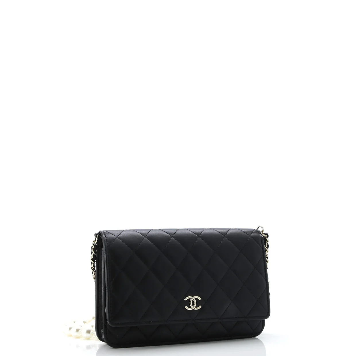 Pearl Strap CC Wallet on Chain Quilted Calfskin - Deep Luxury