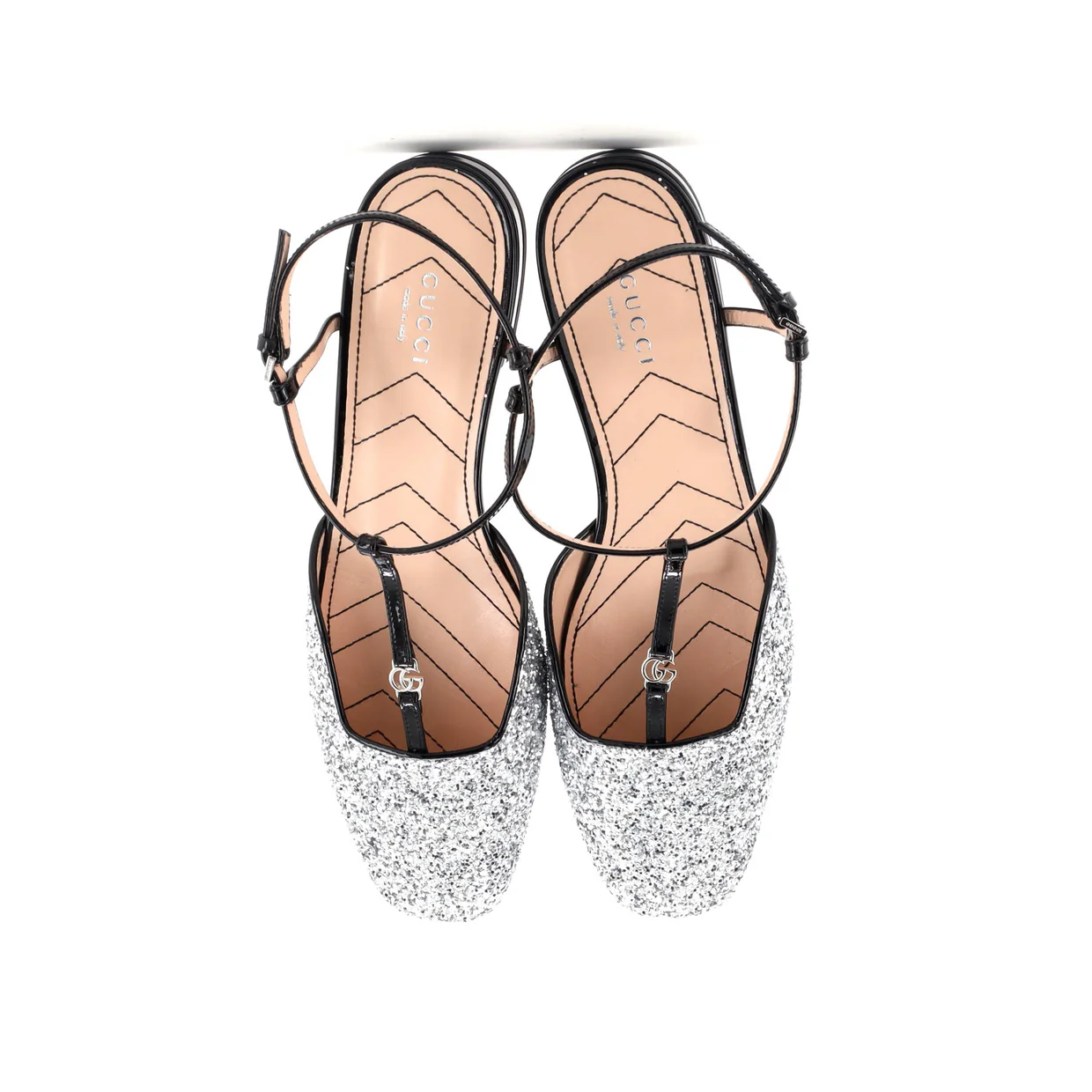 Women's GG Slingback Flats Glitter and Patent - Deep Luxury
