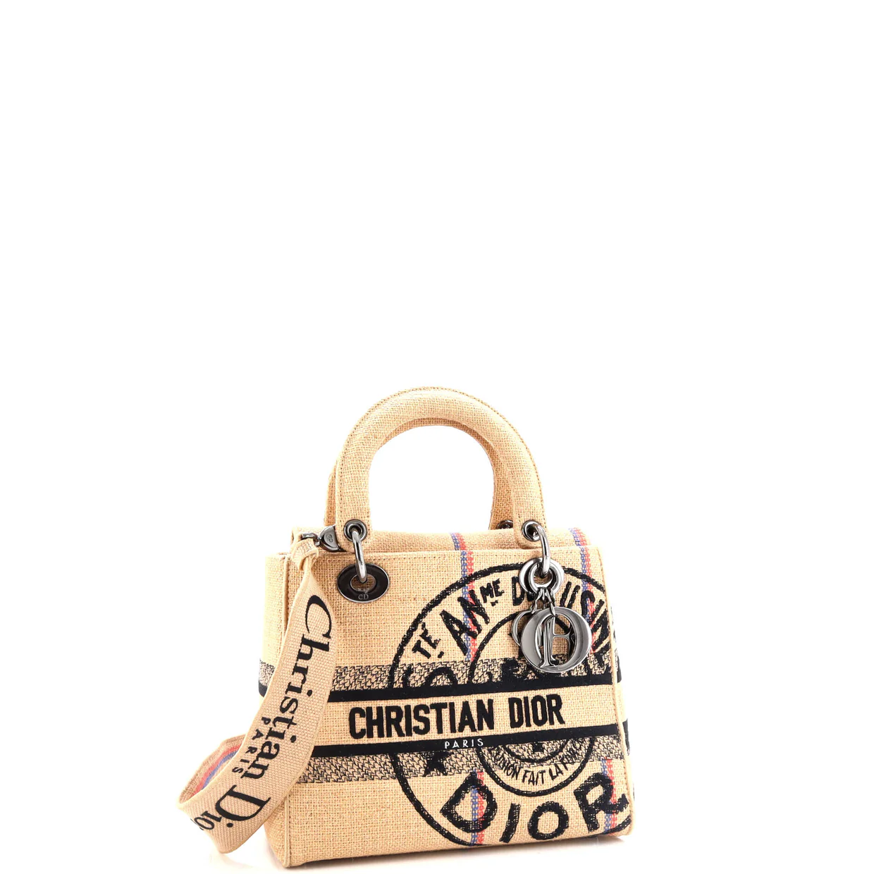 Lady D-Lite Bag Cannage Embroidered Raffia Medium - Deep Luxury
