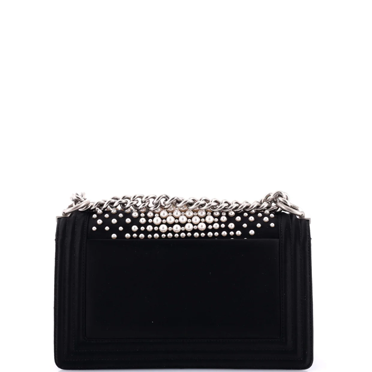 Boy Flap Bag Pearl Embellished Satin Old Medium - Deep Luxury