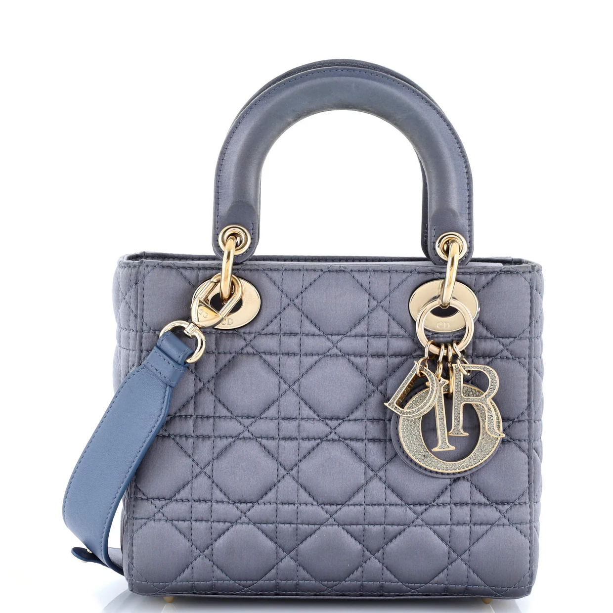 My ABCDior Lady Dior Bag Cannage Quilt Satin with Crystal Charms - Deep Luxury