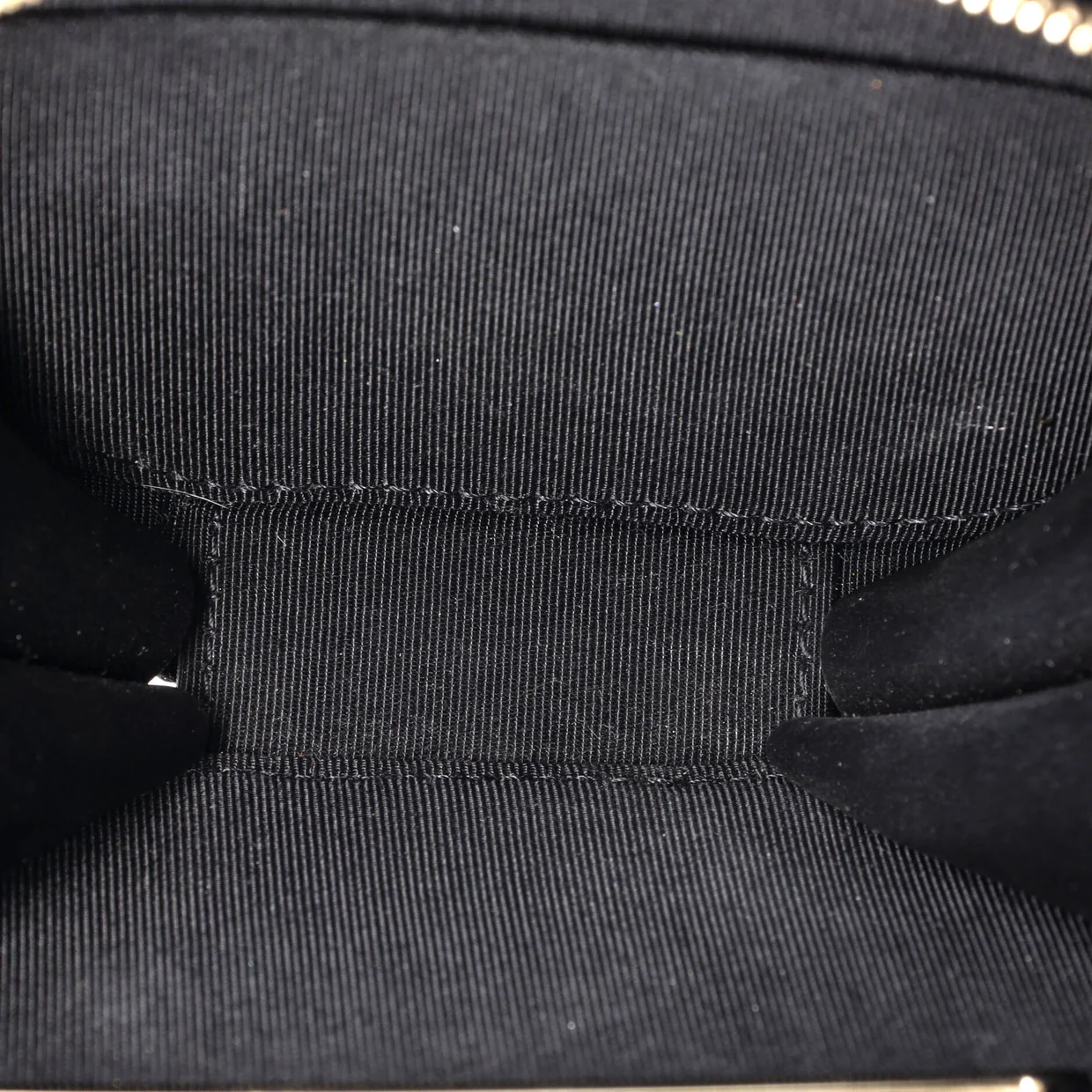 Handle with Care Round Vanity Case with Chain Quilted Caviar Small - Deep Luxury