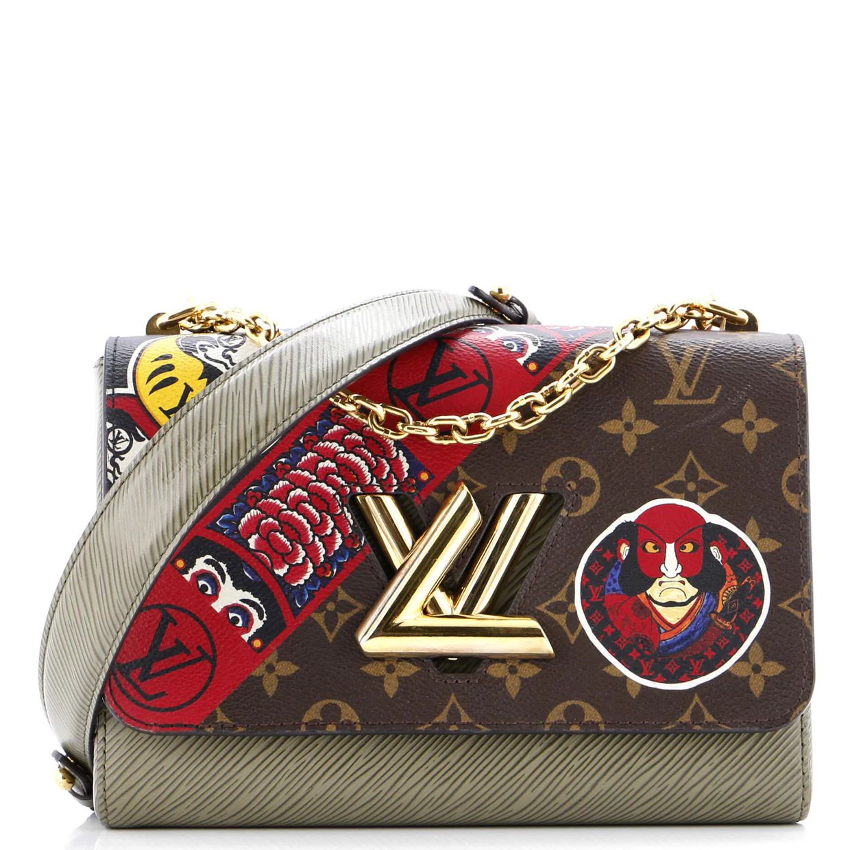 Twist Handbag Limited Edition Kabuki Stickers Monogram Canvas and Epi Leather MM - Deep Luxury
