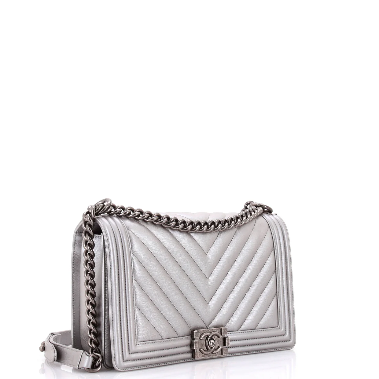 Boy Flap Bag Chevron Caviar New Medium - Deep Luxury