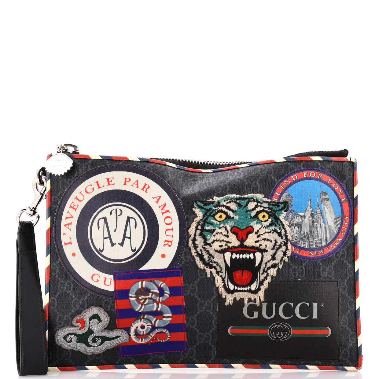 Night Courrier Pouch GG Coated Canvas with Applique - Deep Luxury