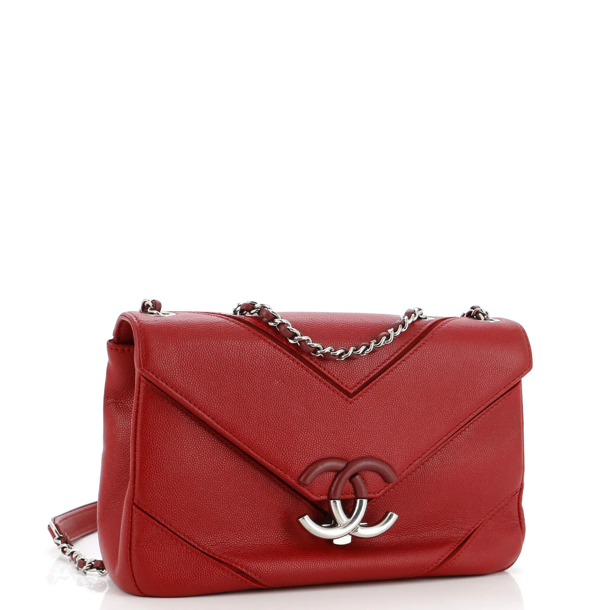 Macro Flap Bag Chevron Caviar Large - Deep Luxury