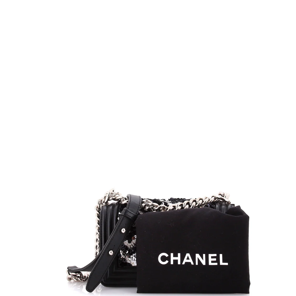 Boy Flap Bag Lambskin with Quilted Tweed and Sequins Small - Deep Luxury