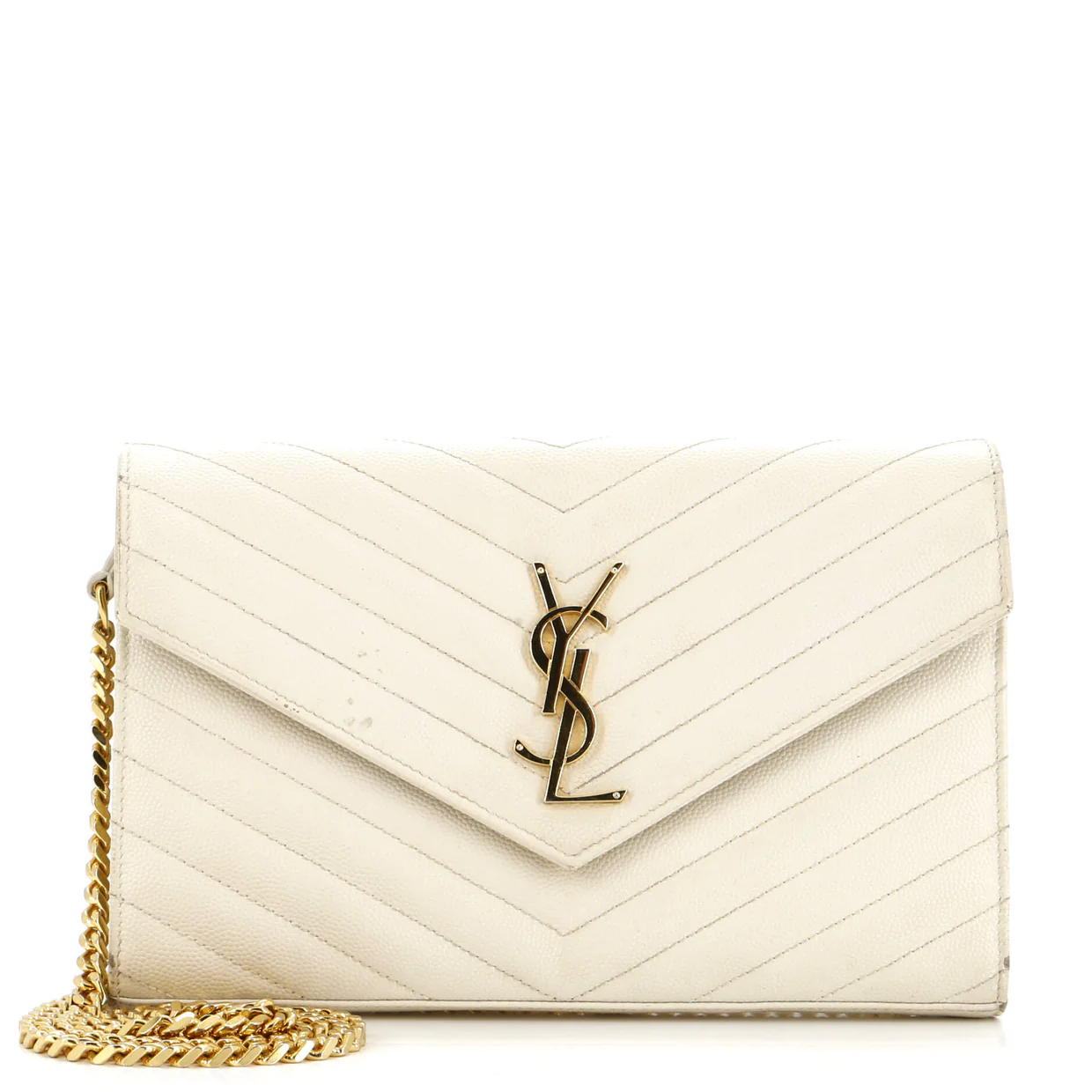 Classic Monogram Wallet on Chain Matelasse Chevron Leather Medium - Deep Luxury