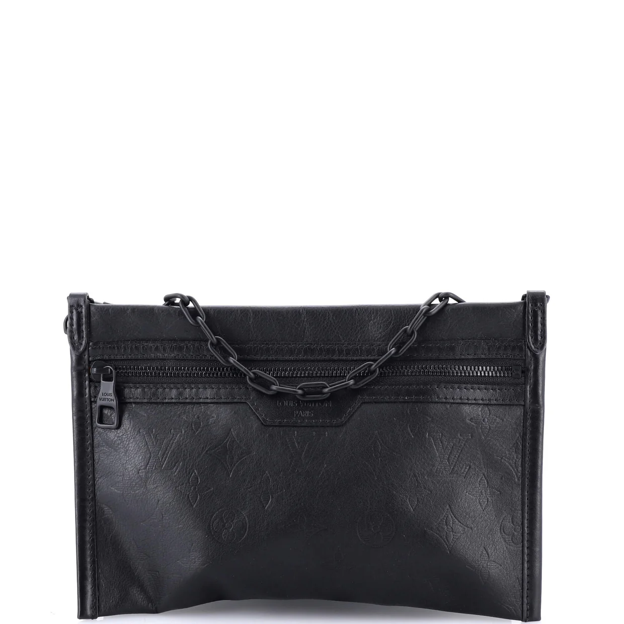 Double Flat Messenger Bag Monogram Shadow Leather - Deep Luxury