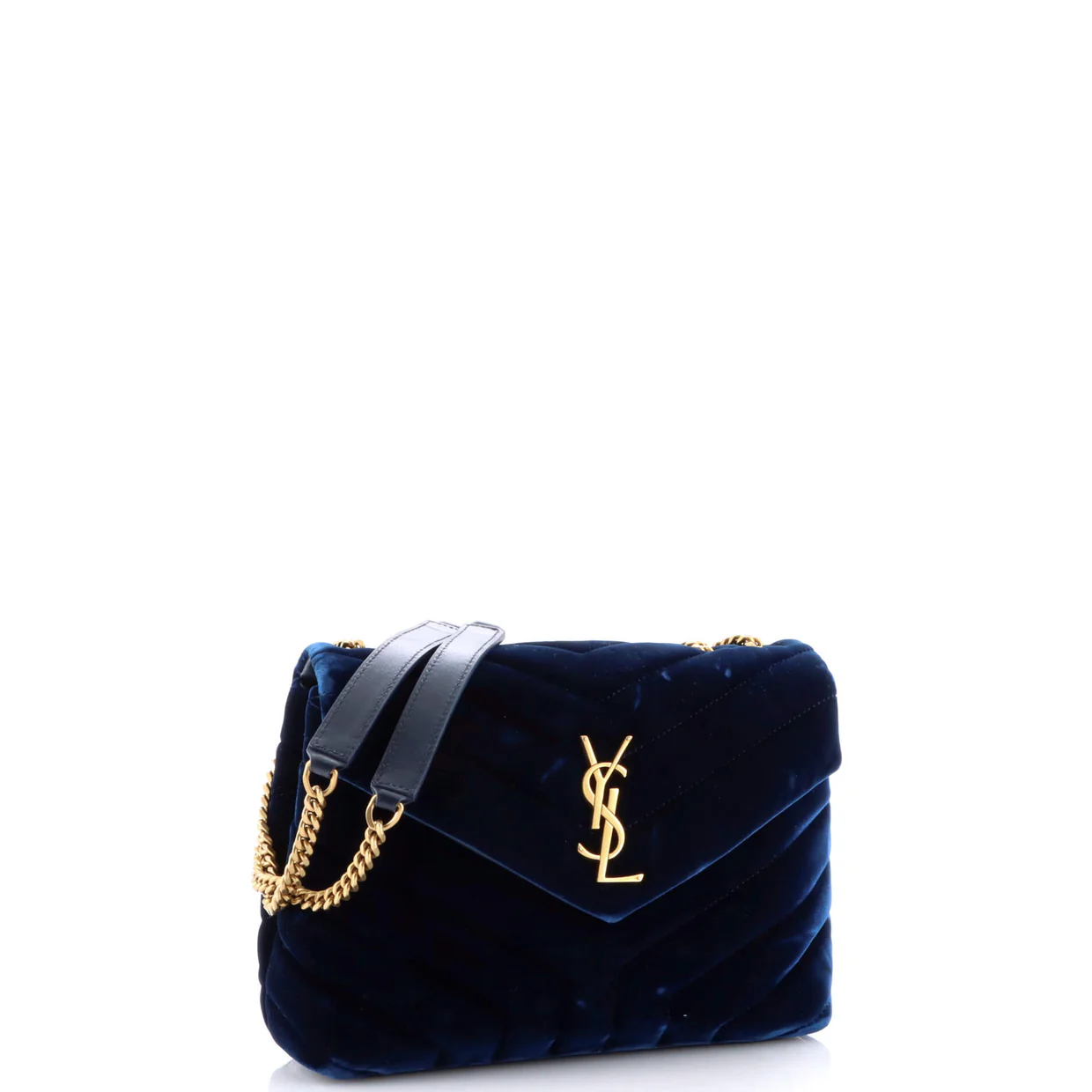 Loulou Shoulder Bag Matelasse Chevron Velvet Small - Deep Luxury