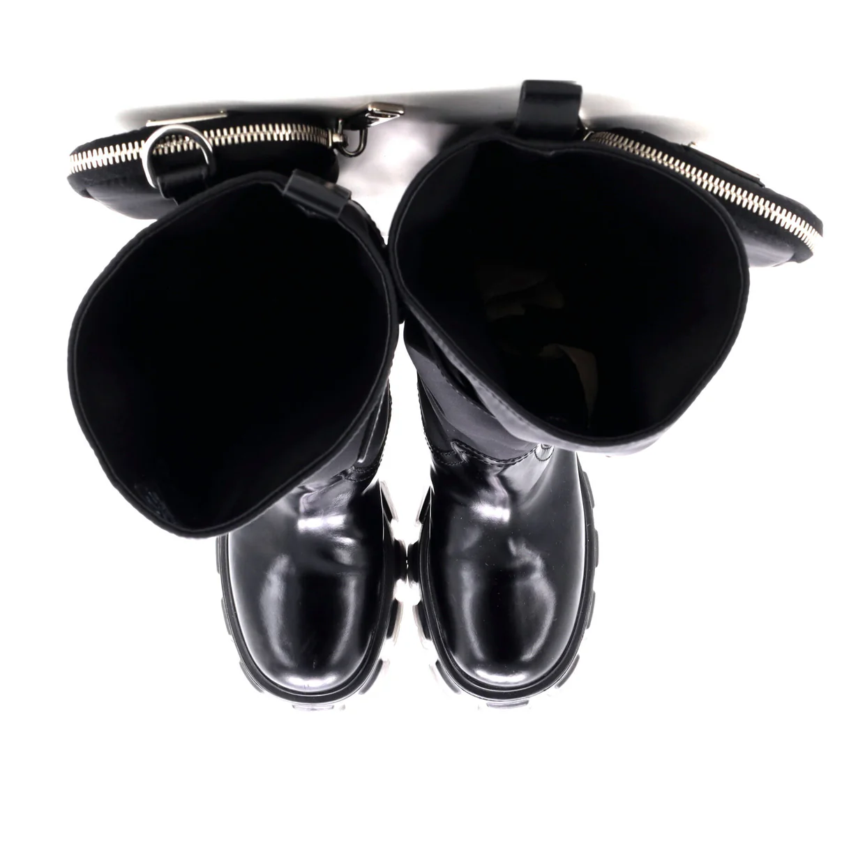 Women's Monolith Knee High Boots Nylon and Leather - Deep Luxury
